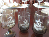 Pfaltzgraff Brown Etched Wine Glass Set - FayZen's Kreations