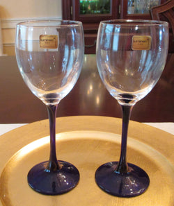 Luminarc Blue Stem Crystal Wine Glass Set - FayZen's Kreations