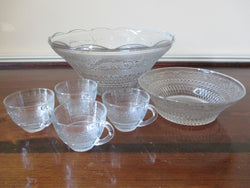 KIG Vintage Imperial Cape Cod Pressed Pattern Punch Bowl 14 pc Set - FayZen's Kreations