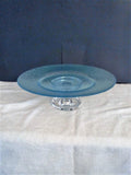 Blue Hammered Raised Cake Stand with Clear Decorative Base - FayZen's Kreations