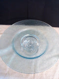 Blue Hammered Raised Cake Stand with Clear Decorative Base - FayZen's Kreations
