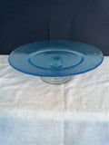 Blue Hammered Raised Cake Stand with Clear Decorative Base - FayZen's Kreations