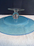 Blue Hammered Raised Cake Stand with Clear Decorative Base - FayZen's Kreations