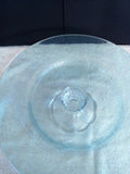Blue Hammered Raised Cake Stand with Clear Decorative Base - FayZen's Kreations