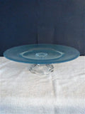 Blue Hammered Raised Cake Stand with Clear Decorative Base - FayZen's Kreations