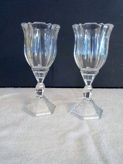 "Royal" Cut Crystal Wine Goblet 2pc Set with Hexagon Base - FayZen's Kreations