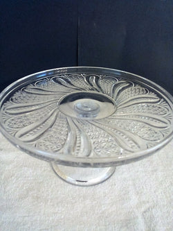 Antique McKee EAPG "Feather Doric" Clear Pressed Glass Cake Stand - FayZen's Kreations