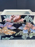 Toyo Porcelain Black Floral Trinket Box with Matching Top - FayZen's Kreations