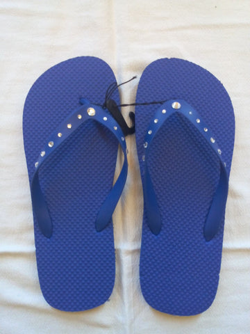 Men's Blue Flip Flop with Crystal Jeweled Straps - FayZen's Kreations