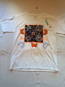 Frog, Butterfly and Daisy Hand Painted Youth T-Shirt - FayZen's Kreations