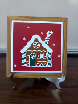 Framed Christmas Tile Picture; Wood Picture Frame; Ready to Hang - FayZen's Kreations