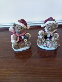 Sitting Santa Bear Figurine 2 Pc Set - FayZen's Kreations