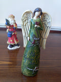 3 Pc Christmas Ceramic Figurine Set; Church, Angel & Vintage Santa - FayZen's Kreations