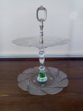 "Green Marbles" Two-tier Tidbit Tray with Antique Silver Center Handle - FayZen's Kreations