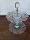 "Green Marbles" Two-tier Tidbit Tray with Antique Silver Center Handle - FayZen's Kreations