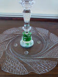 "Green Marbles" Two-tier Tidbit Tray with Antique Silver Center Handle - FayZen's Kreations