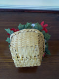 Small Red Holly Silk Flower Arrangement in Straw Basket - FayZen's Kreations