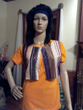 Ladies 2-pc T-Shirt Set with Multi-Colored Metallic Vest plus Necklace Set and Bracelet - FayZen's Kreations