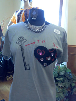 Key "To My" Heart Hand Crafted Ladies T-Shirt plus Necklace Set - FayZen's Kreations