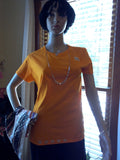 Ladies 2-pc T-Shirt Set with Multi-Colored Metallic Vest plus Necklace Set and Bracelet - FayZen's Kreations