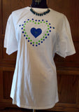 Hand-Painted Heart Within A Green & Navy Checkered Heart Unisex T-Shirt plus Necklace Set - FayZen's Kreations