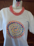 Colorful Raised Circular Hand Crafted Unisex T-Shirt  plus Necklace Set - FayZen's Kreations