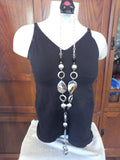 Silver Diamond Mesh Ribbon Handcrafted Ladies T-Shirt with Black & White Scarf plus Necklace, Earrings & Bracelet Set - FayZen's Kreations
