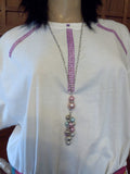 Purple Gems Hand Crafted Ladies T-Shirt with Decorative Scarf & Necklace Set - FayZen's Kreations