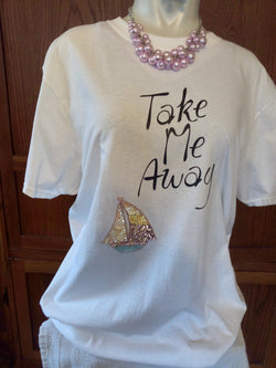 "Take Me Away" Handcrafted Unisex T-Shirt plus Necklace Set - FayZen's Kreations