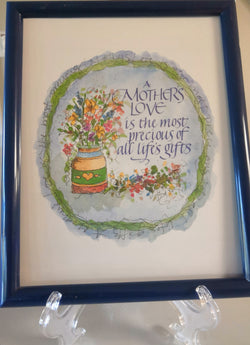 "A Mother's Love" Picture With Navy Blue Plastic Frame - FayZen's Kreations