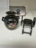 Black Asian Inspired Vase with Cart - FayZen's Kreations
