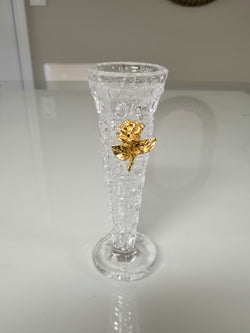 Embossed Bud Vase With Gold Rose